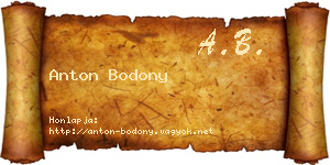 Anton Bodony névjegykártya